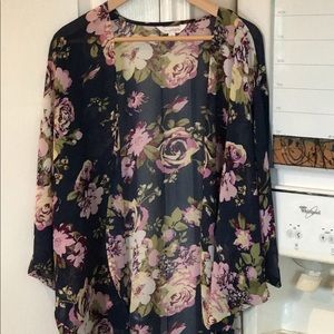 Navy floral Kimono